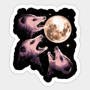 Three Opossums Howling at the Moon Funny Possum 3 Opossum Sticker